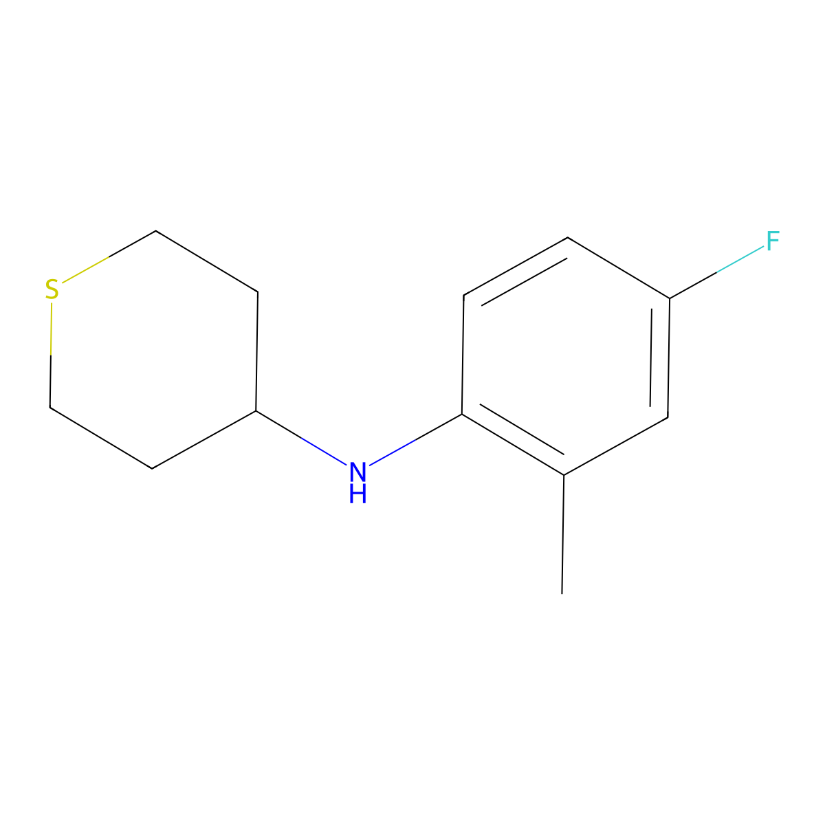 N-(4-fluoro-2-methylphenyl)thian-4-amine molecular structure, CAS 1156600-39-3