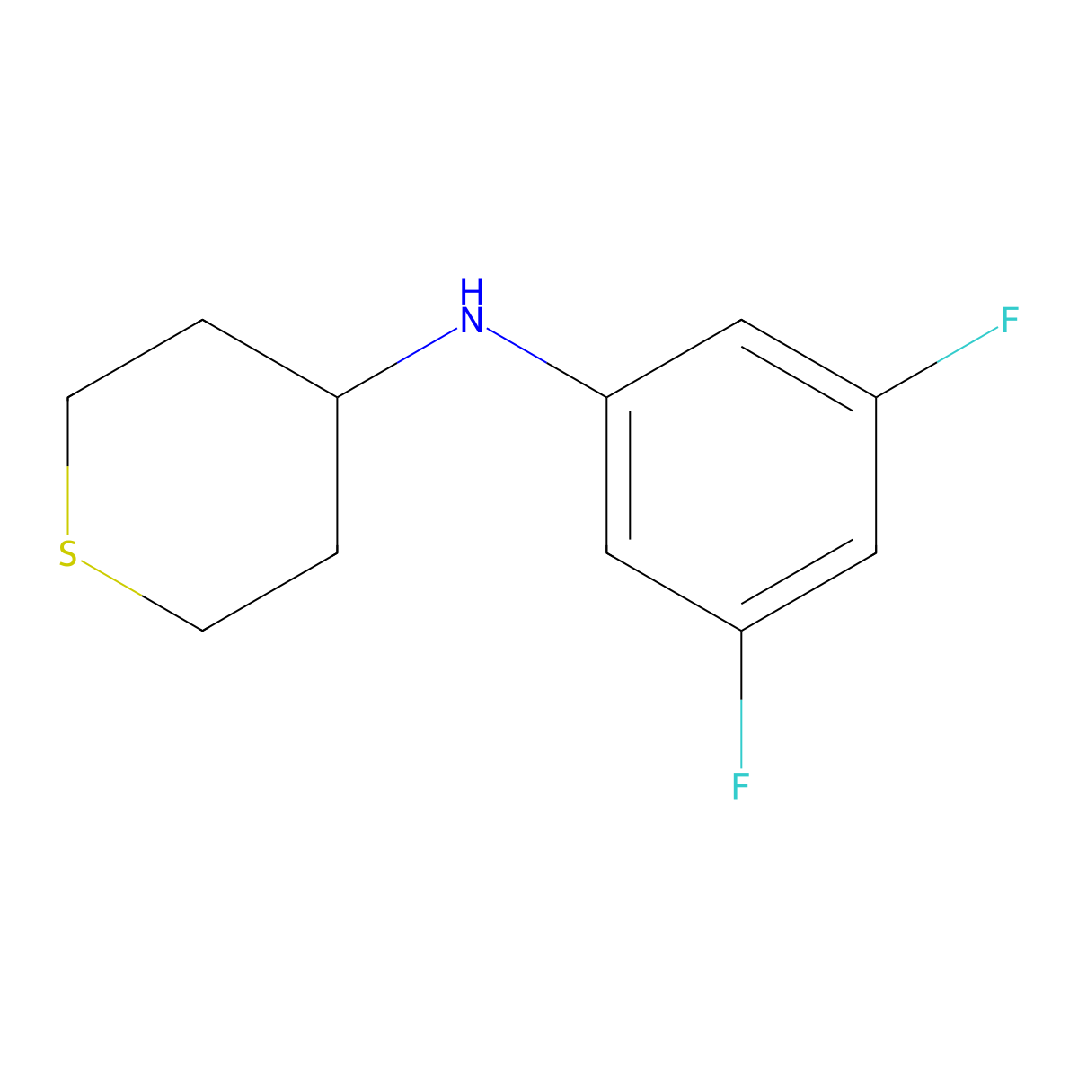N-(3,5-difluorophenyl)thian-4-amine molecular structure, CAS 1156600-51-9