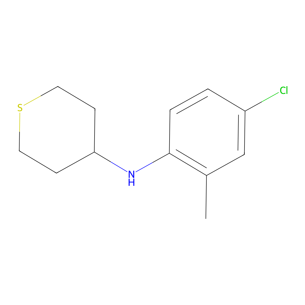 N-(4-chloro-2-methylphenyl)thian-4-amine molecular structure, CAS 1156601-20-5
