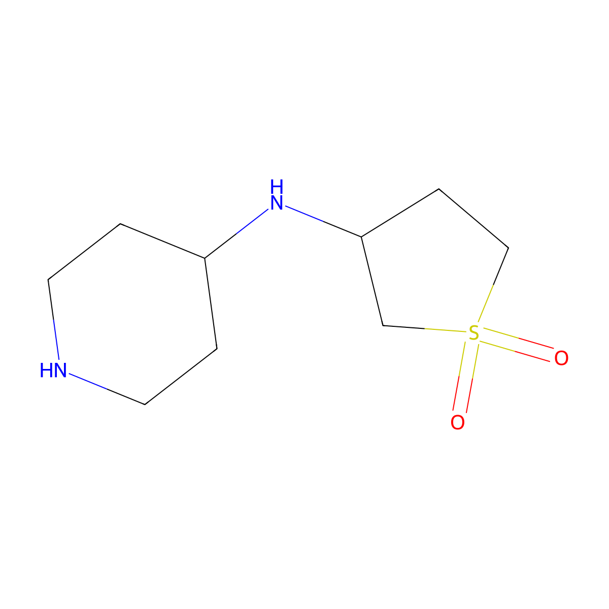 3-[(Piperidin-4-yl)amino]-1lambda6-thiolane-1,1-dione molecular structure, CAS 1156601-31-8