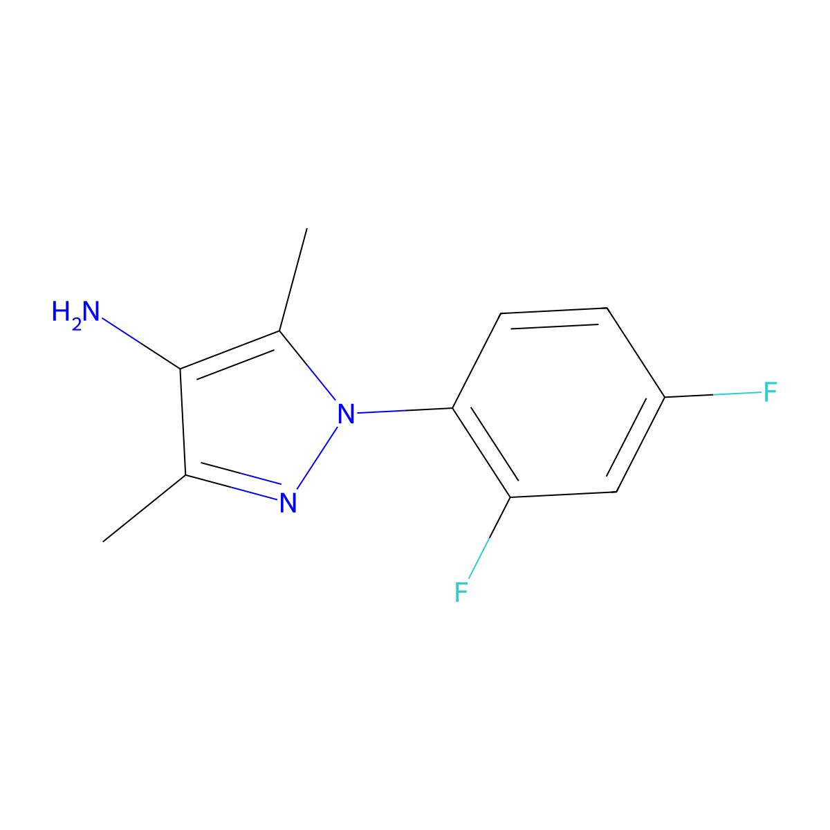 1-(2,4-difluorophenyl)-3,5-dimethyl-1H-pyrazol-4-amine molecular structure, CAS 1156602-37-7