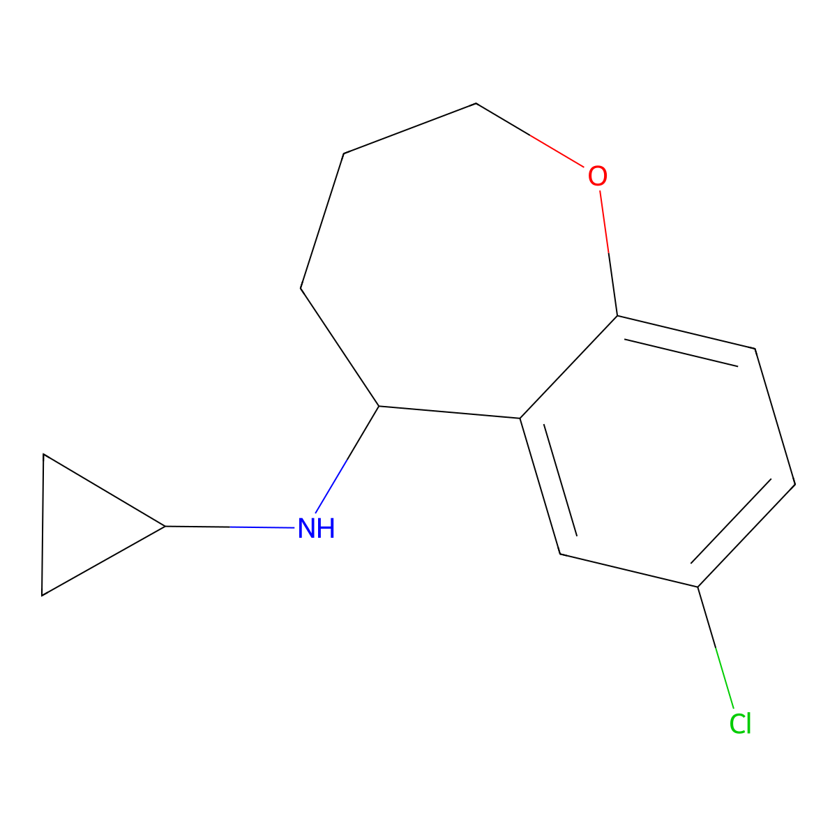 7-chloro-N-cyclopropyl-2,3,4,5-tetrahydro-1-benzoxepin-5-amine molecular structure, CAS 1156602-56-0