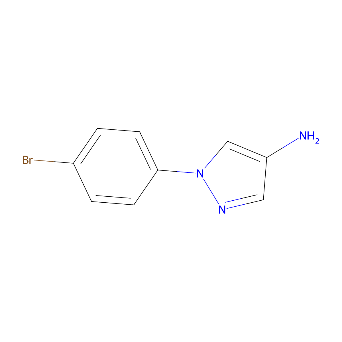 1-(4-Bromophenyl)-1H-pyrazol-4-amine molecular structure, CAS 1156602-59-3