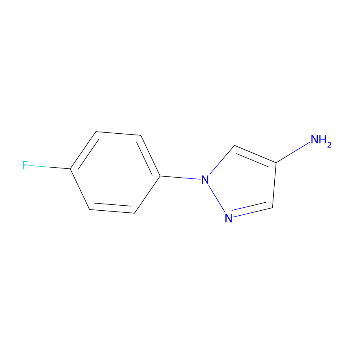 1-(4-fluorophenyl)-1H-pyrazol-4-amine molecular structure, CAS 1156602-69-5