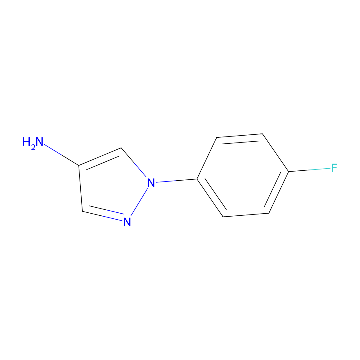 1-(4-fluorophenyl)-1H-pyrazol-4-amine molecular structure, CAS 1156602-69-5
