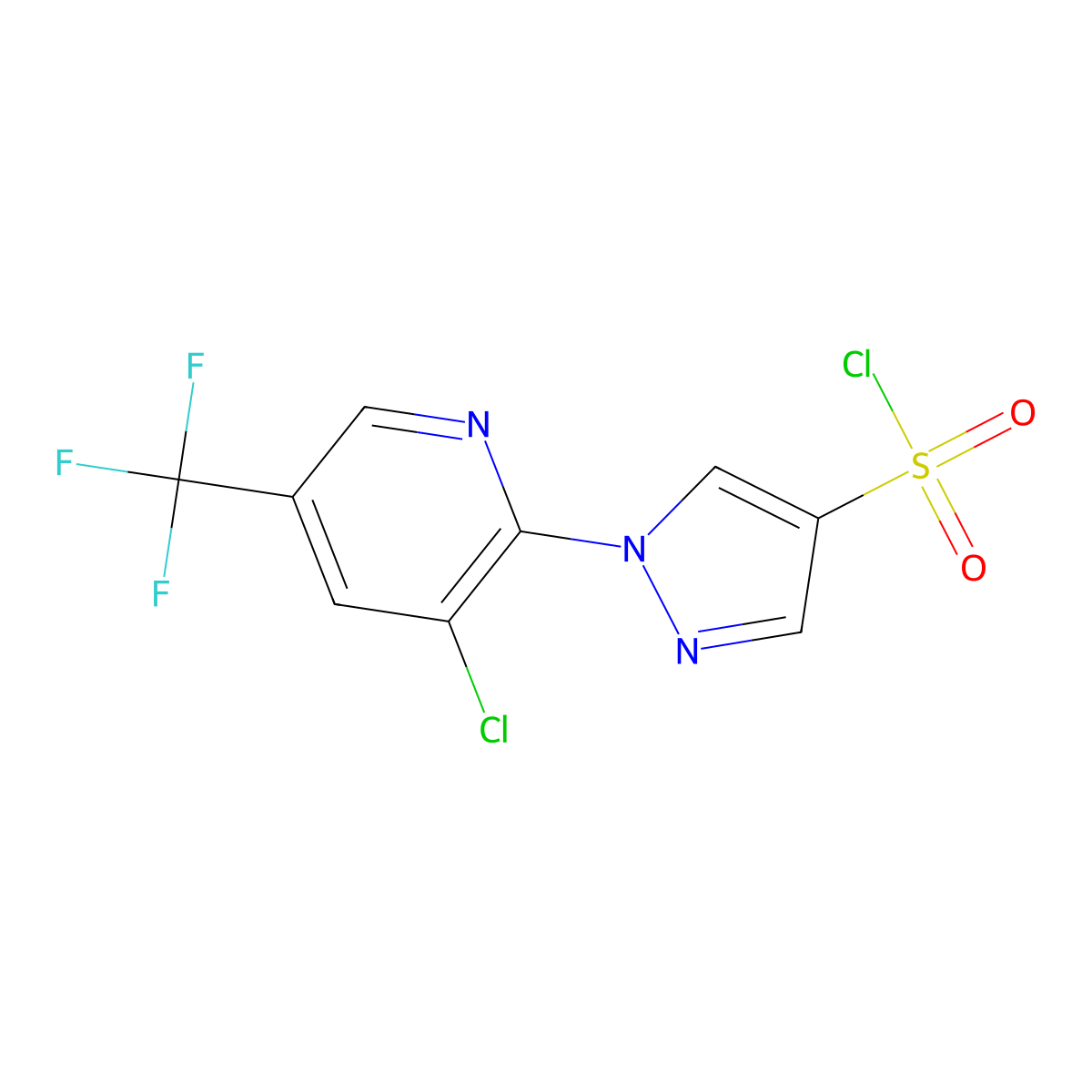 1-[3-chloro-5-(trifluoromethyl)pyridin-2-yl]-1H-pyrazole-4-sulfonyl chloride molecular structure, CAS 1156603-00-7