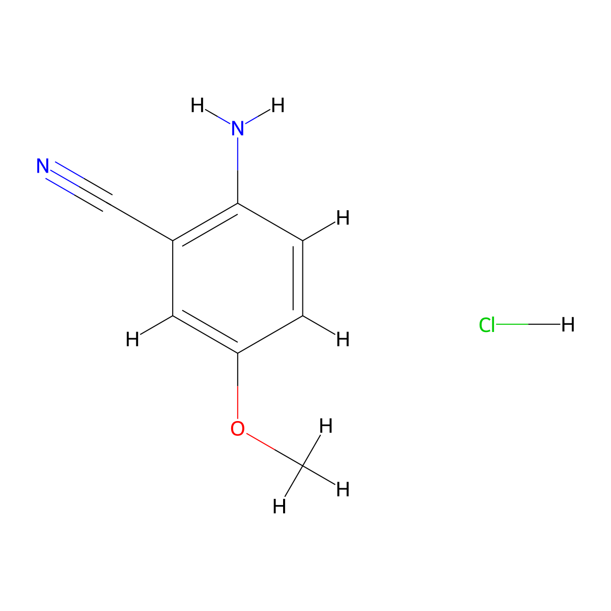 2-Amino-5-methoxybenzonitrile hydrochloride molecular structure, CAS 115661-38-6