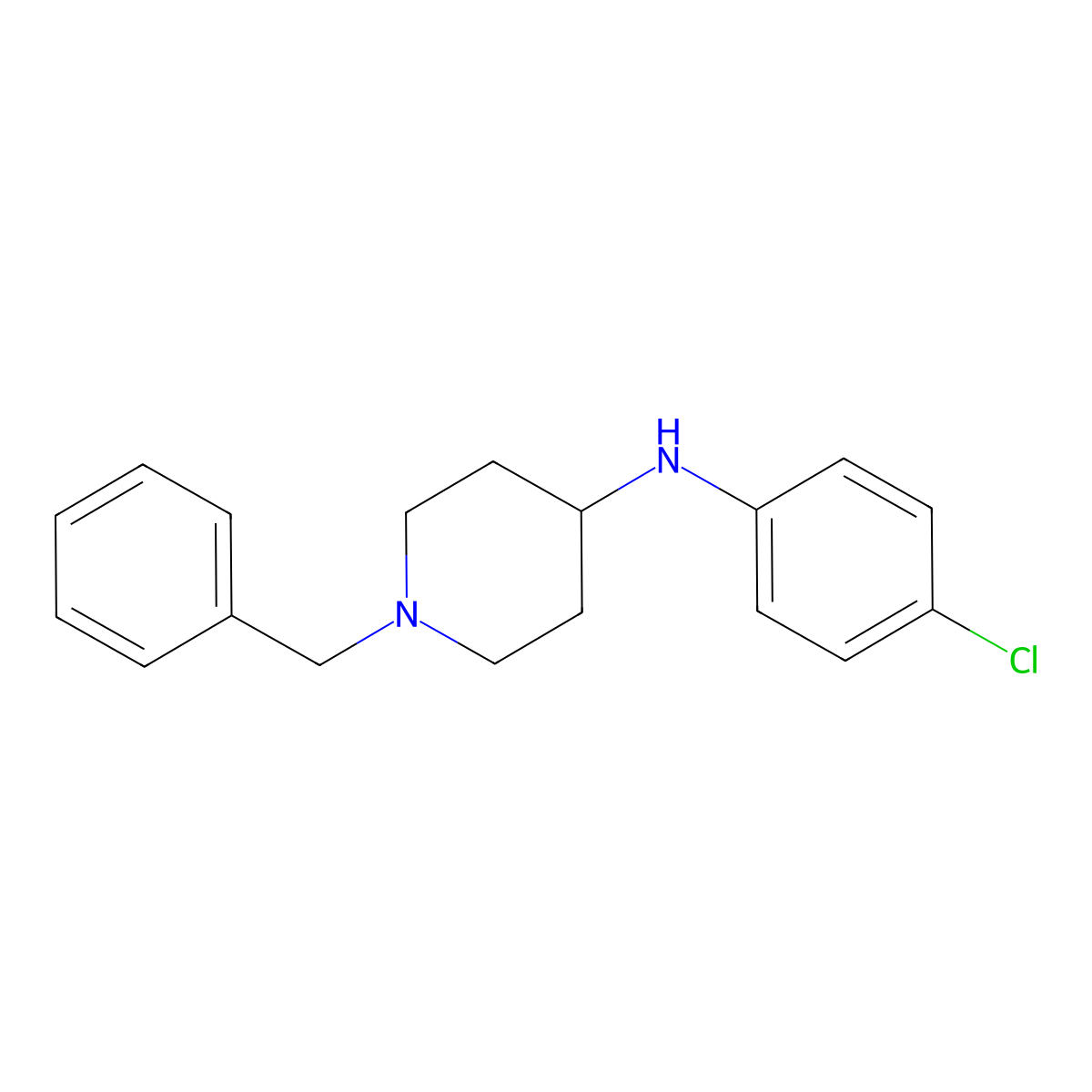 1-benzyl-N-(4-chlorophenyl)piperidin-4-amine molecular structure, CAS 115661-40-0