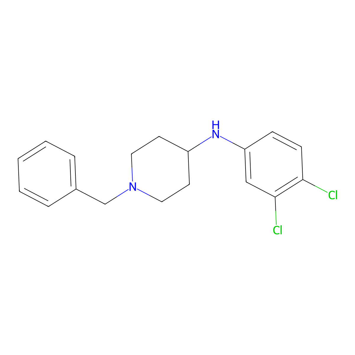1-benzyl-N-(3,4-dichlorophenyl)piperidin-4-amine molecular structure, CAS 115661-42-2