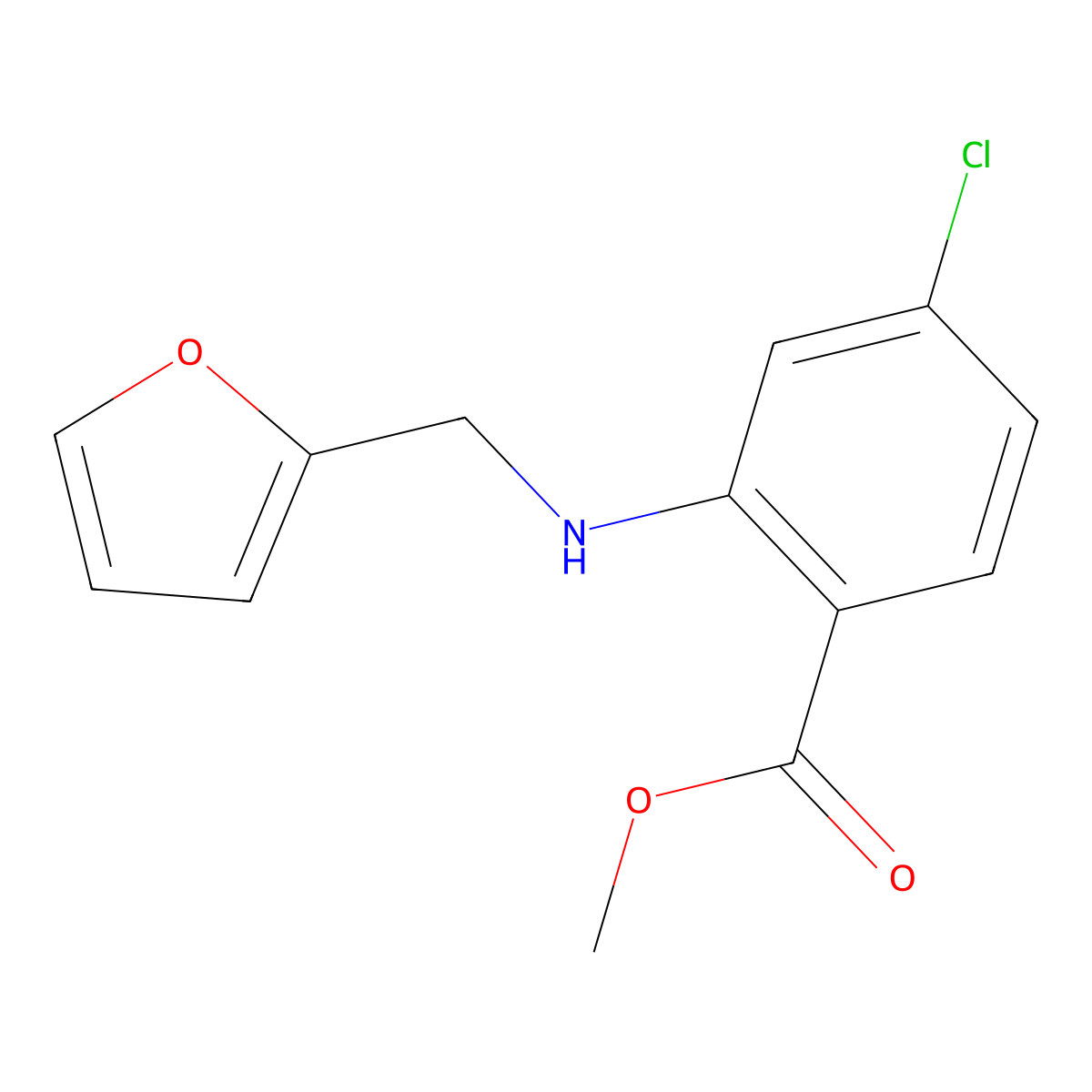 Methyl 4-chloro-2-{[(furan-2-yl)methyl]amino}benzoate molecular structure, CAS 1156612-39-3