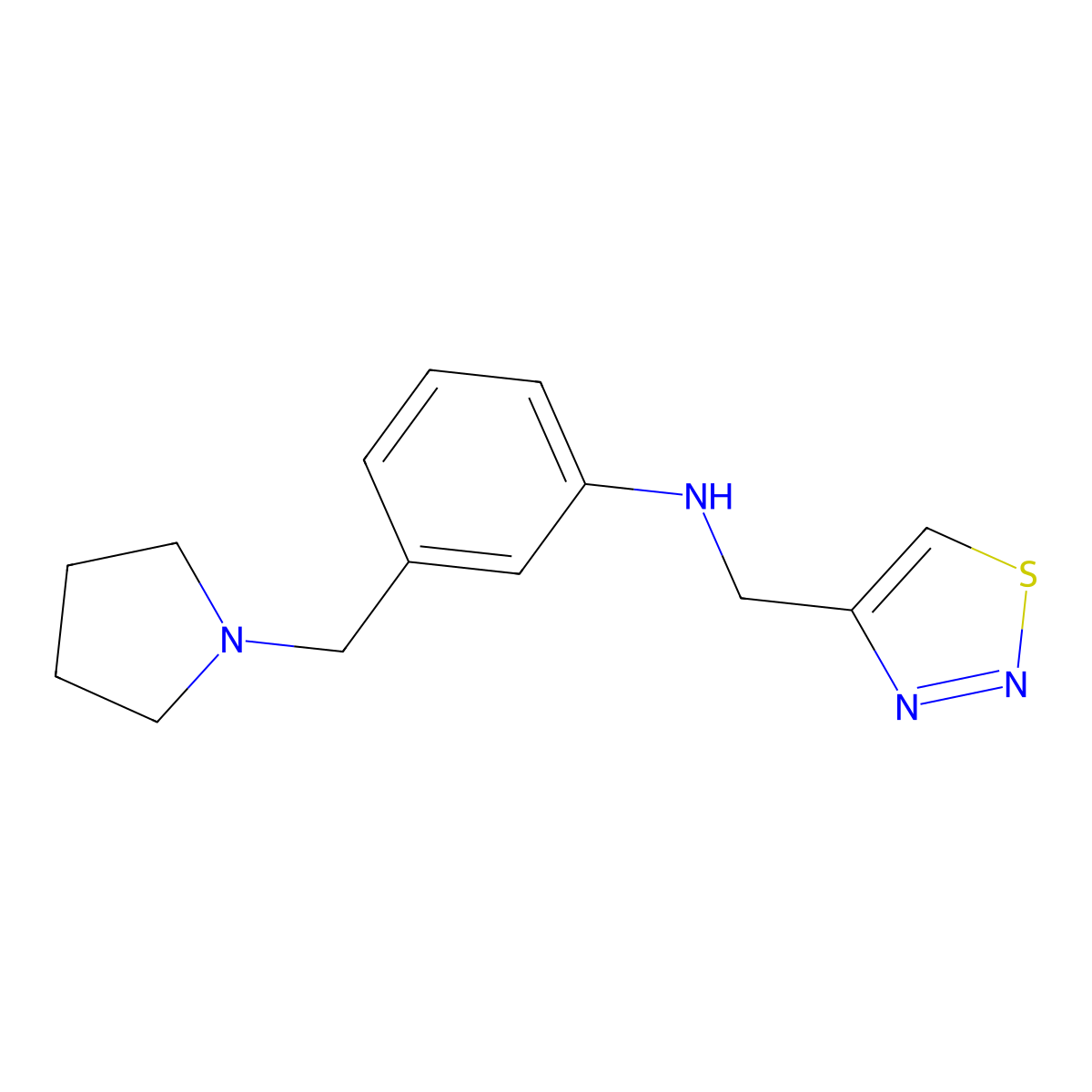 3-(pyrrolidin-1-ylmethyl)-N-(1,2,3-thiadiazol-4-ylmethyl)aniline molecular structure, CAS 1156616-77-1