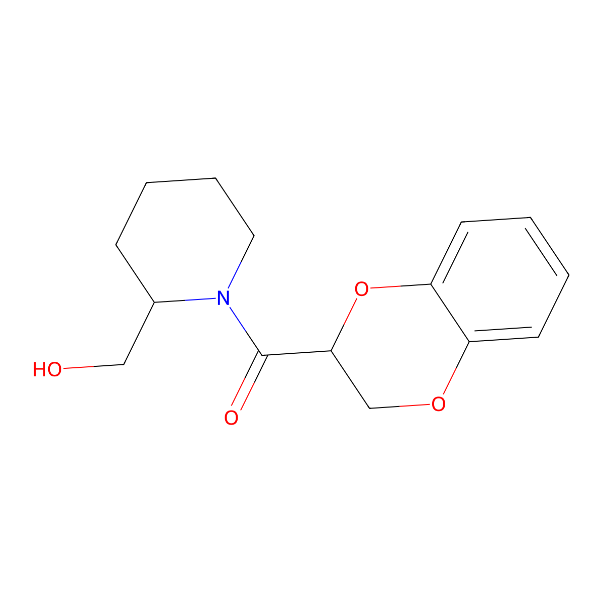 (2,3-Dihydrobenzo[b][1,4]dioxin-2-yl)(2-(hydroxymethyl)piperidin-1-yl)methanone molecular structure, CAS 1156630-89-5