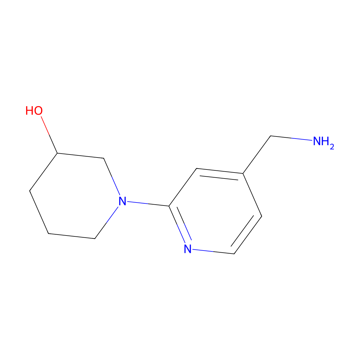 1-[4-(Aminomethyl)pyridin-2-yl]piperidin-3-ol molecular structure, CAS 1156655-59-2