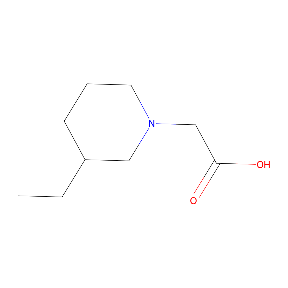2-(3-Ethylpiperidin-1-yl)acetic acid molecular structure, CAS 1156657-21-4