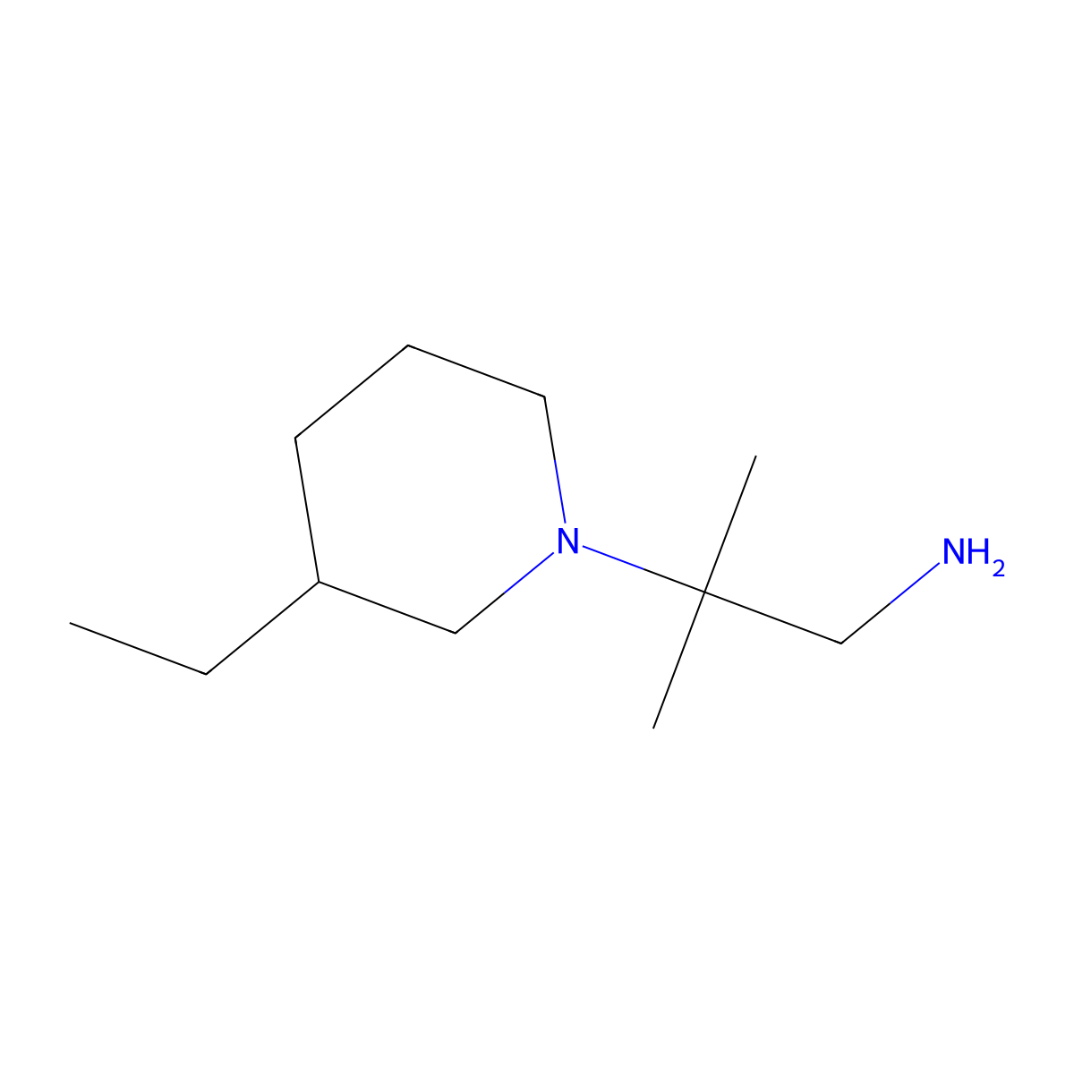 2-(3-Ethylpiperidin-1-yl)-2-methylpropan-1-amine molecular structure, CAS 1156659-65-2
