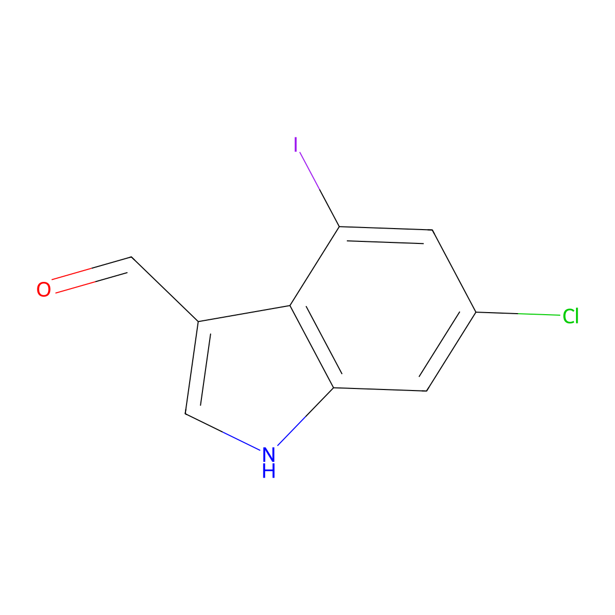 6-chloro-4-iodo-1H-indole-3-carbaldehyde molecular structure, CAS 115666-31-4