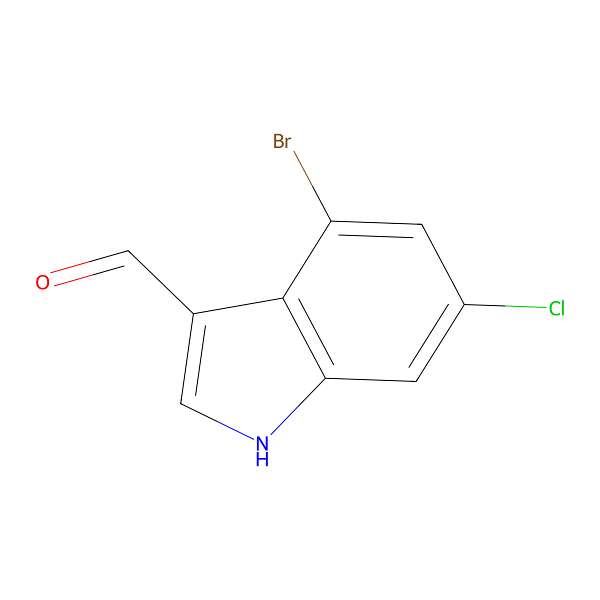 4-Bromo-6-chloro-1H-indole-3-carbaldehyde molecular structure, CAS 115666-32-5