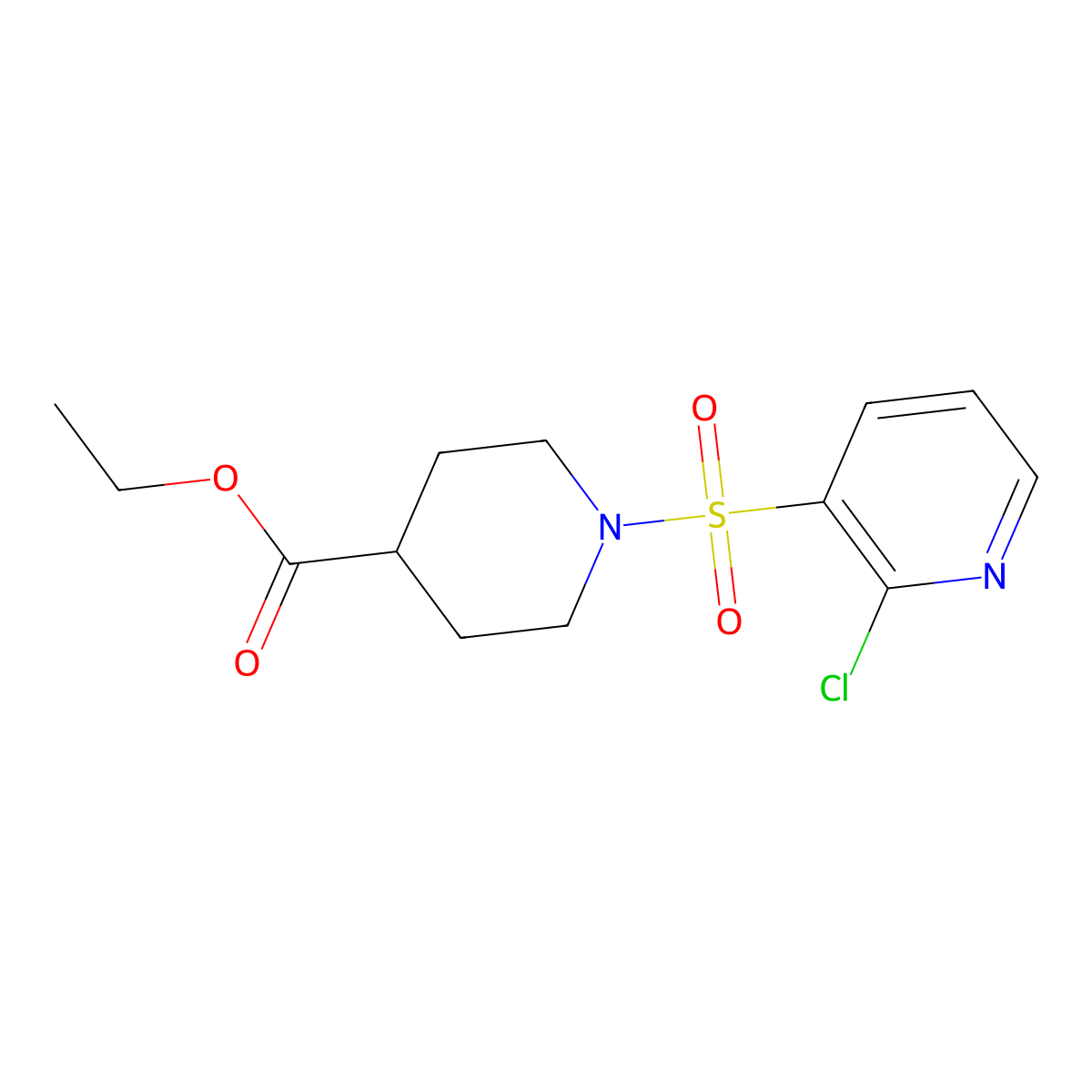 Ethyl 1-[(2-chloropyridin-3-yl)sulfonyl]piperidine-4-carboxylate molecular structure, CAS 1156669-42-9