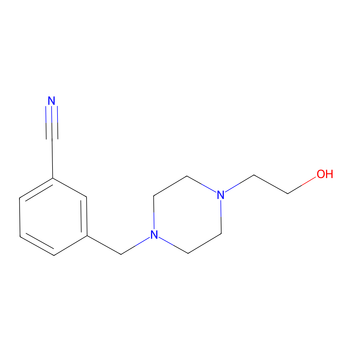 3-((4-(2-Hydroxyethyl)piperazin-1-yl)methyl)benzonitrile molecular structure, CAS 1156671-85-0