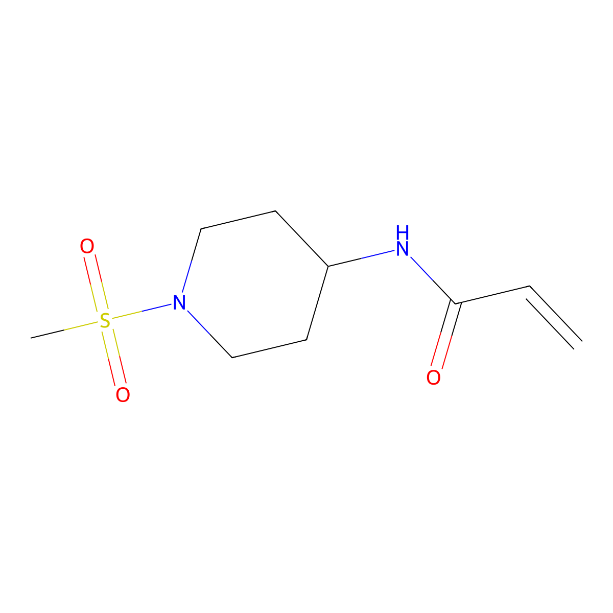 N-(1-methanesulfonylpiperidin-4-yl)prop-2-enamide molecular structure, CAS 1156673-70-9