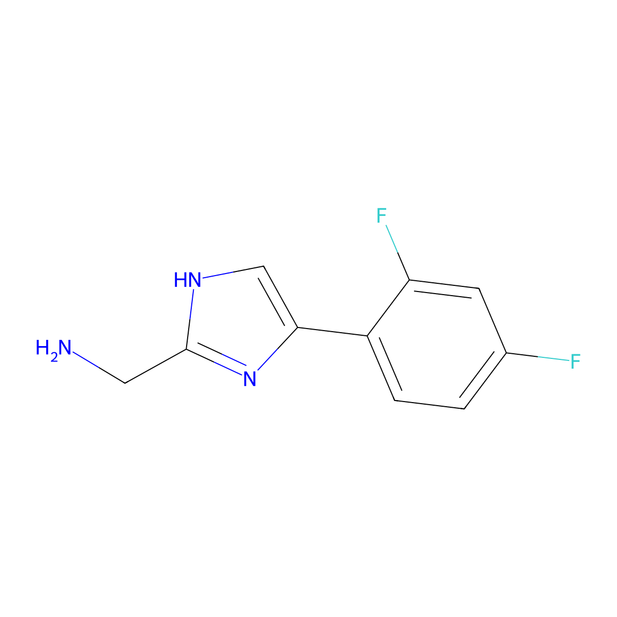 (5-(2,4-difluorophenyl)-1H-imidazol-2-yl)methanamine molecular structure, CAS 1156709-64-6