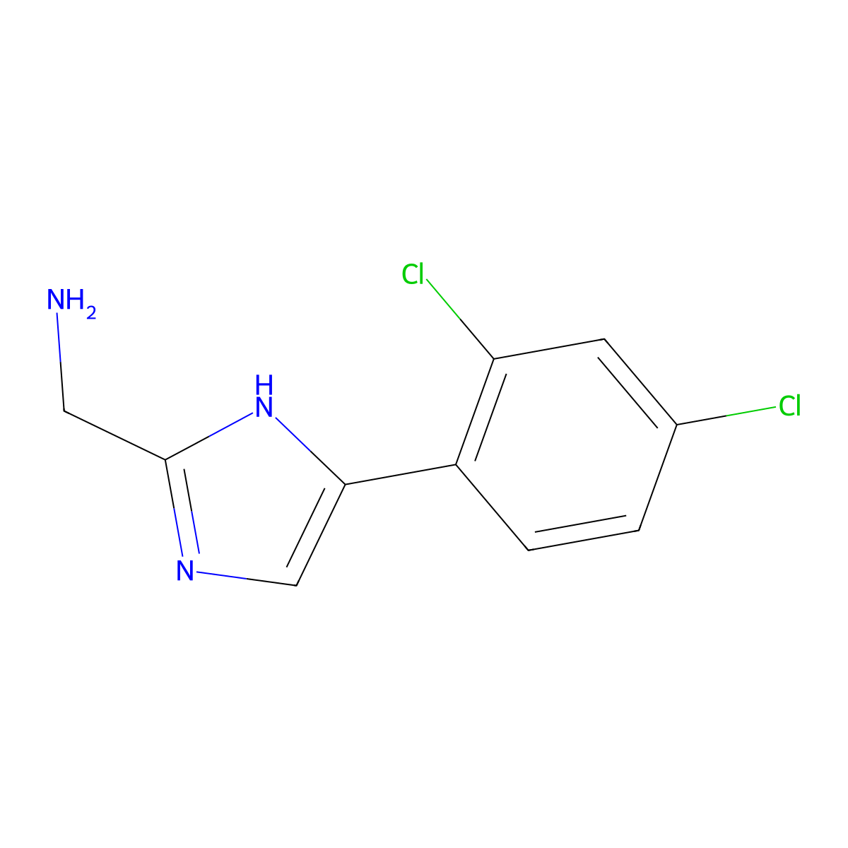 (5-(2,4-dichlorophenyl)-1H-imidazol-2-yl)methanamine molecular structure, CAS 1156709-87-3