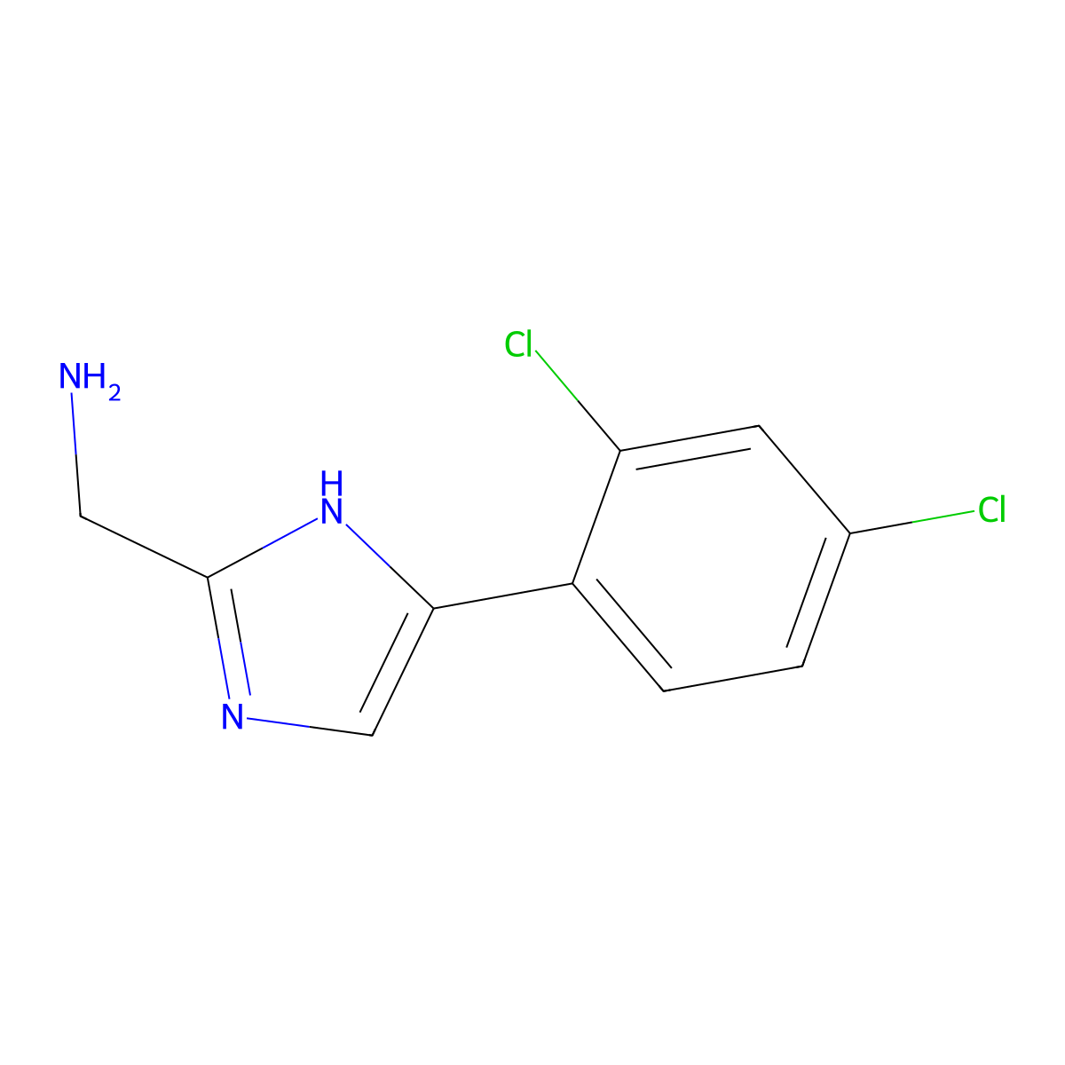 (5-(2,4-dichlorophenyl)-1H-imidazol-2-yl)methanamine molecular structure, CAS 1156709-87-3