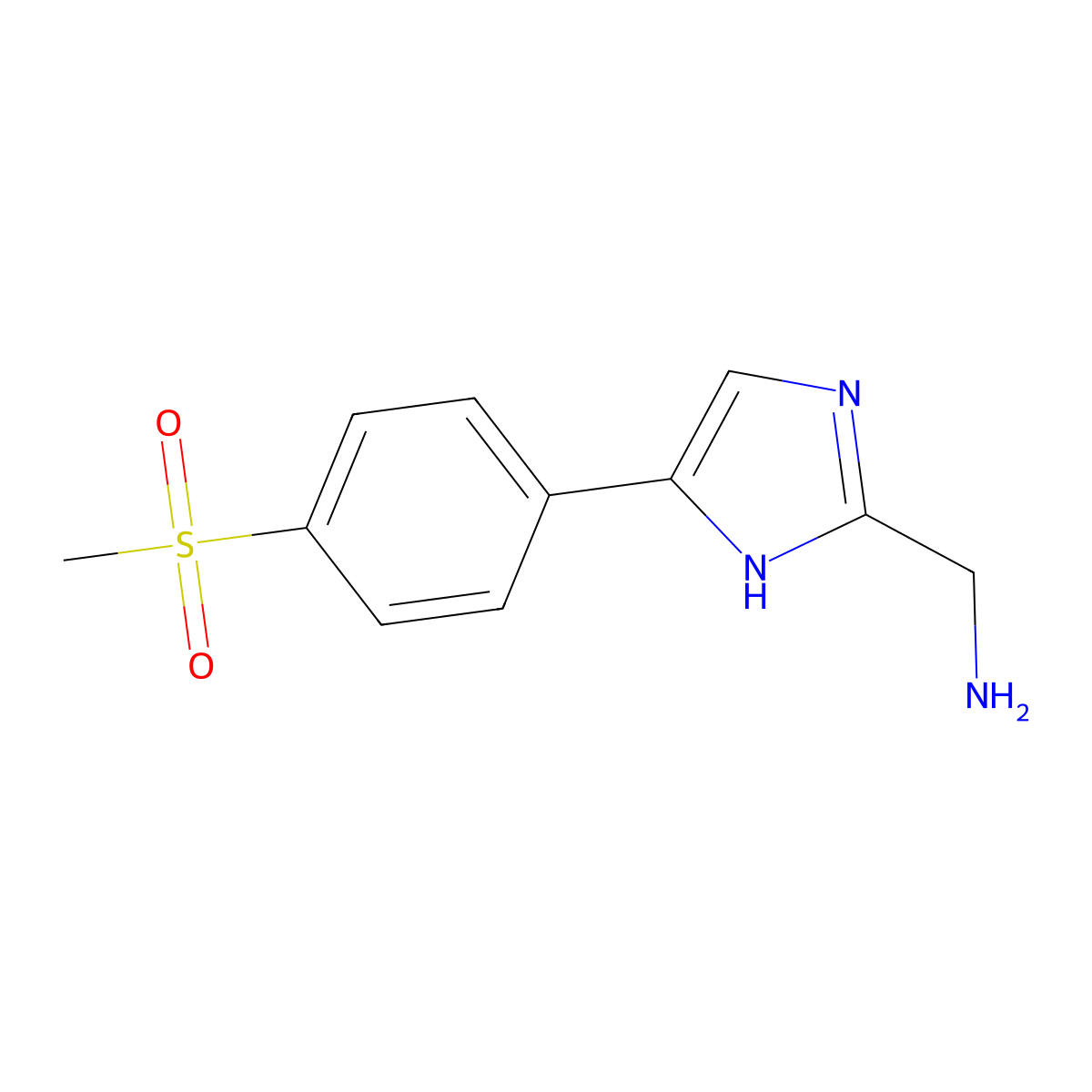 (5-(4-(methylsulfonyl)phenyl)-1H-imidazol-2-yl)methanamine molecular structure, CAS 1156711-36-2