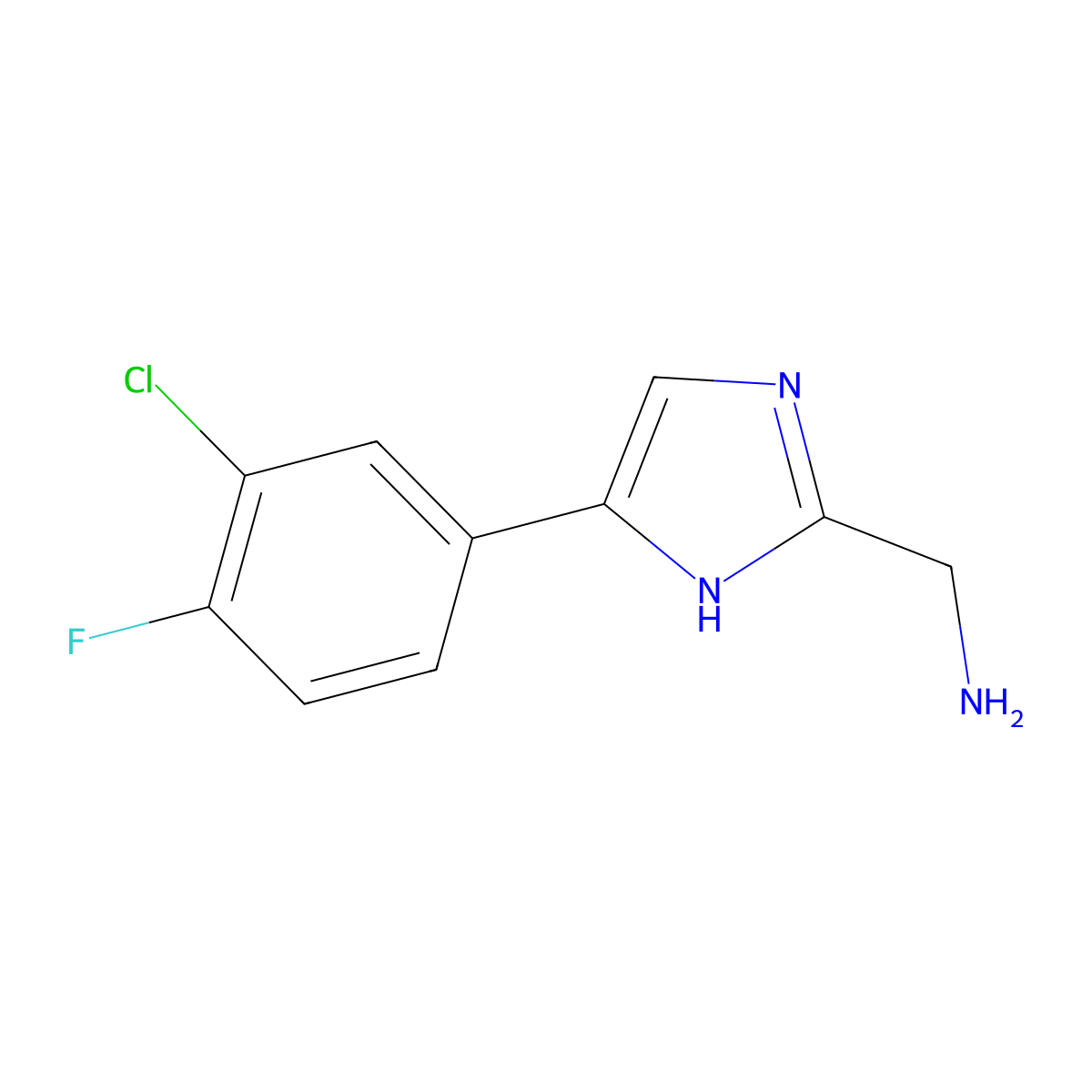 (5-(3-Chloro-4-fluorophenyl)-1H-imidazol-2-yl)methanamine molecular structure, CAS 1156713-62-0