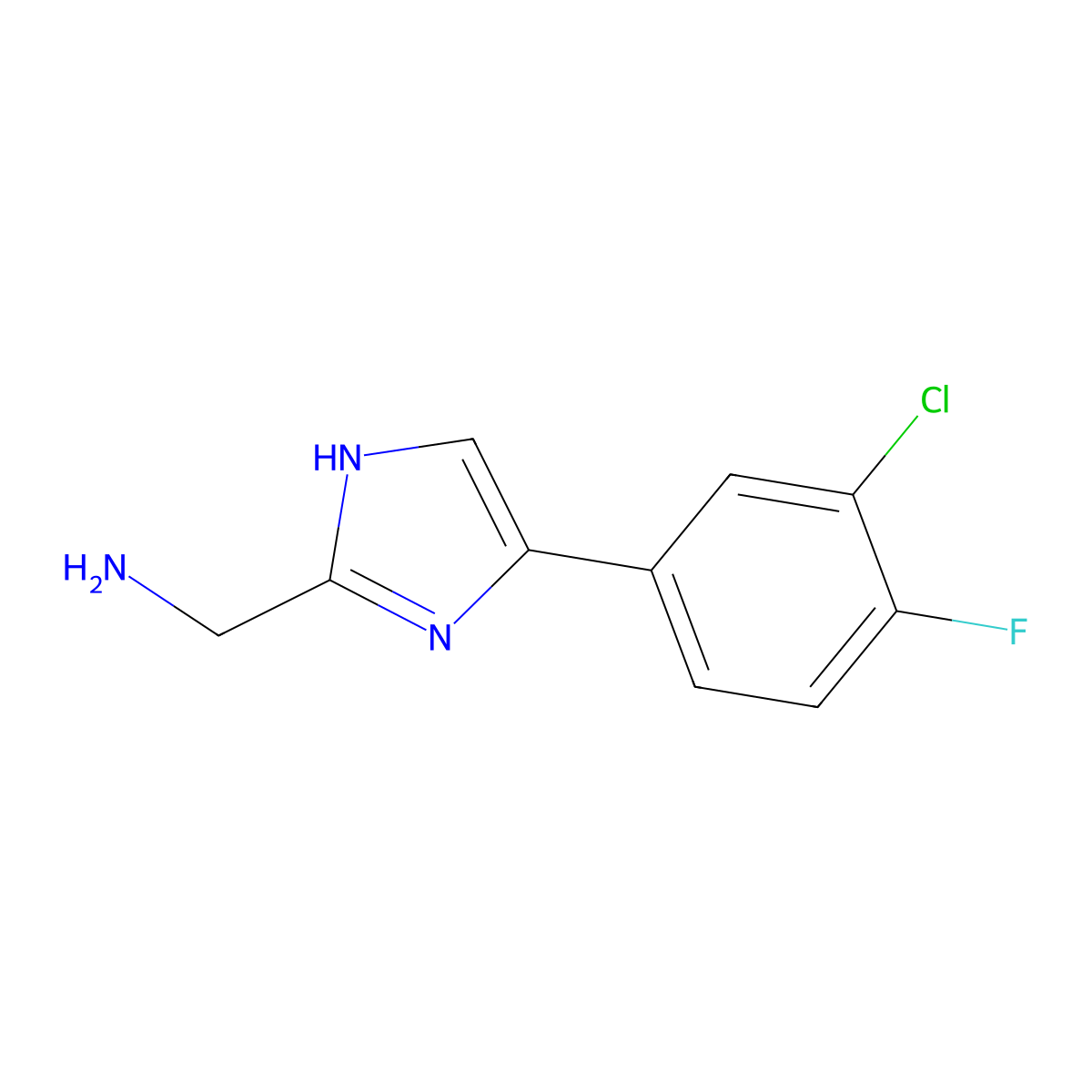 (5-(3-Chloro-4-fluorophenyl)-1H-imidazol-2-yl)methanamine molecular structure, CAS 1156713-62-0