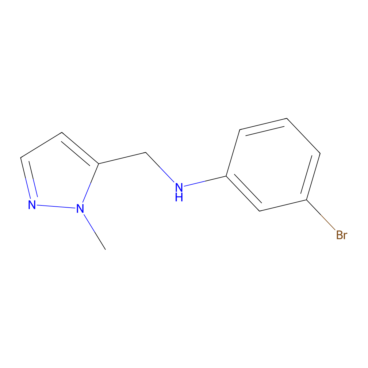 3-Bromo-N-[(1-methyl-1H-pyrazol-5-yl)methyl]aniline molecular structure, CAS 1156714-01-0