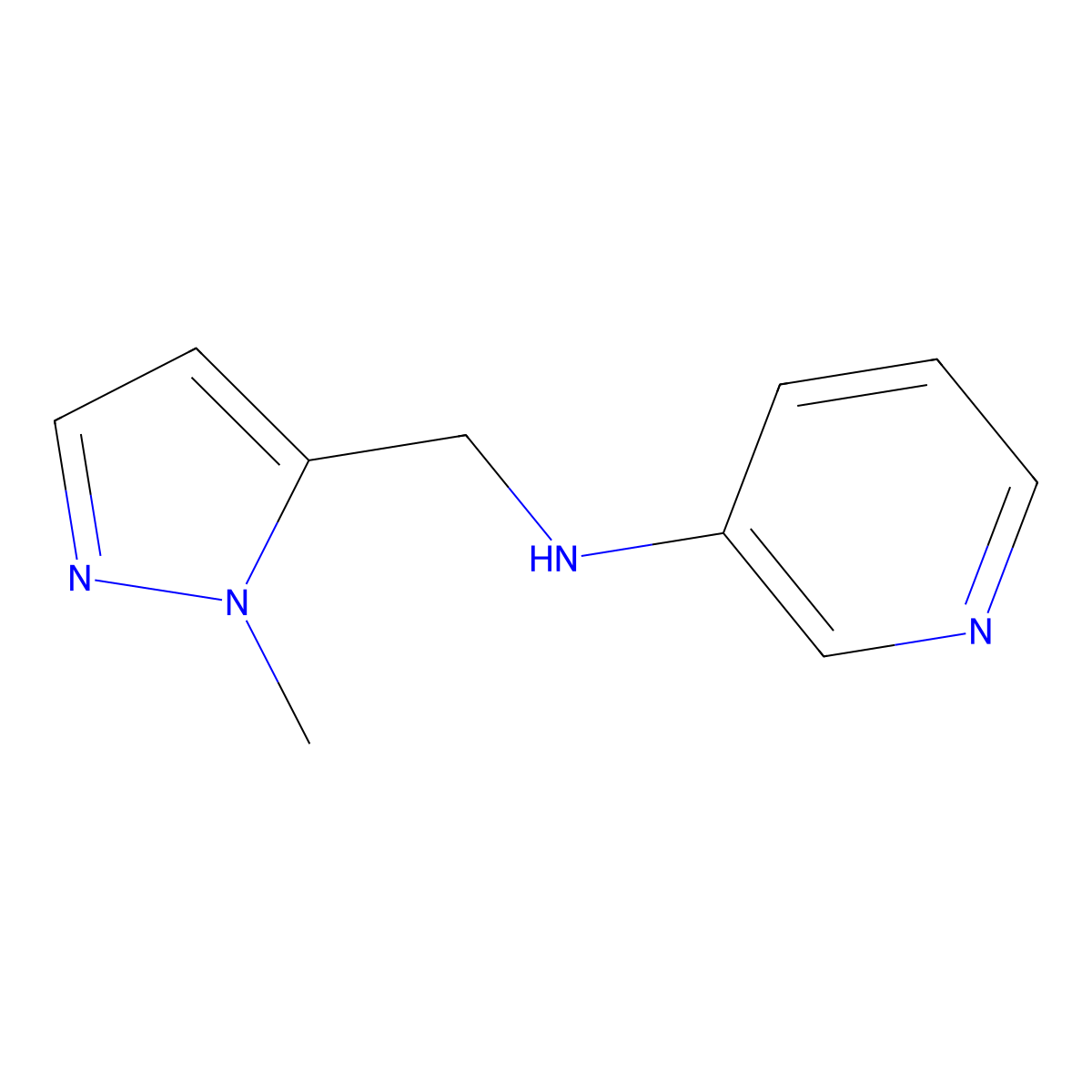 N-[(1-methyl-1H-pyrazol-5-yl)methyl]pyridin-3-amine molecular structure, CAS 1156714-51-0