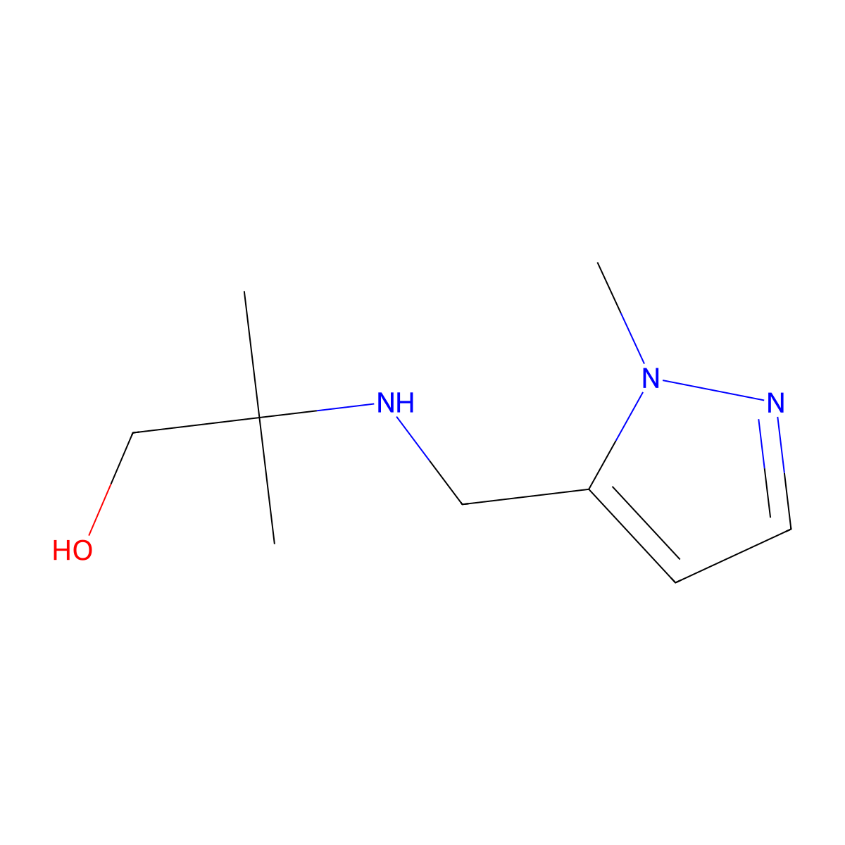 2-Methyl-2-{[(1-methyl-1H-pyrazol-5-yl)methyl]amino}propan-1-ol molecular structure, CAS 1156715-00-2