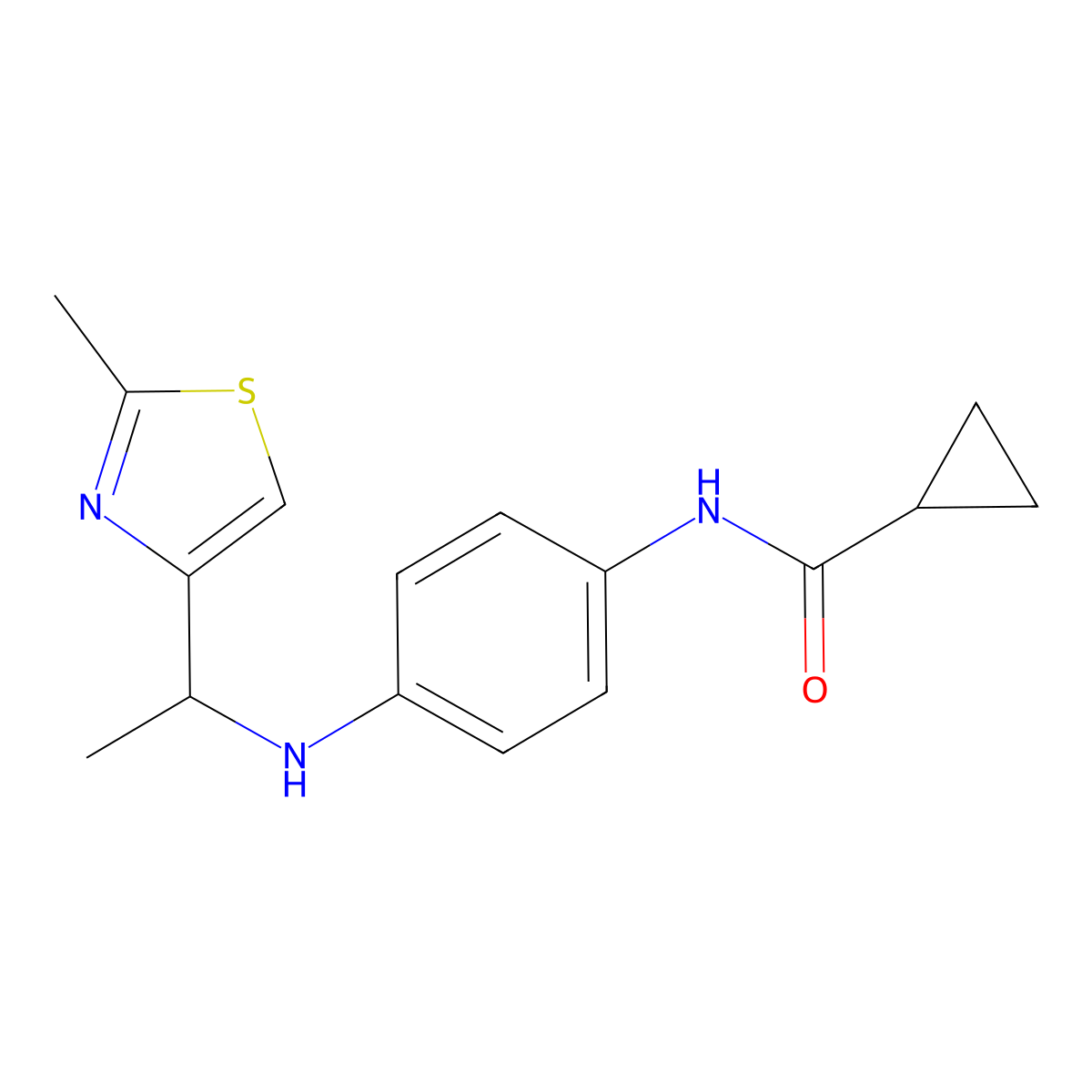 N-(4-{[1-(2-methyl-1,3-thiazol-4-yl)ethyl]amino}phenyl)cyclopropanecarboxamide molecular structure, CAS 1156718-25-0