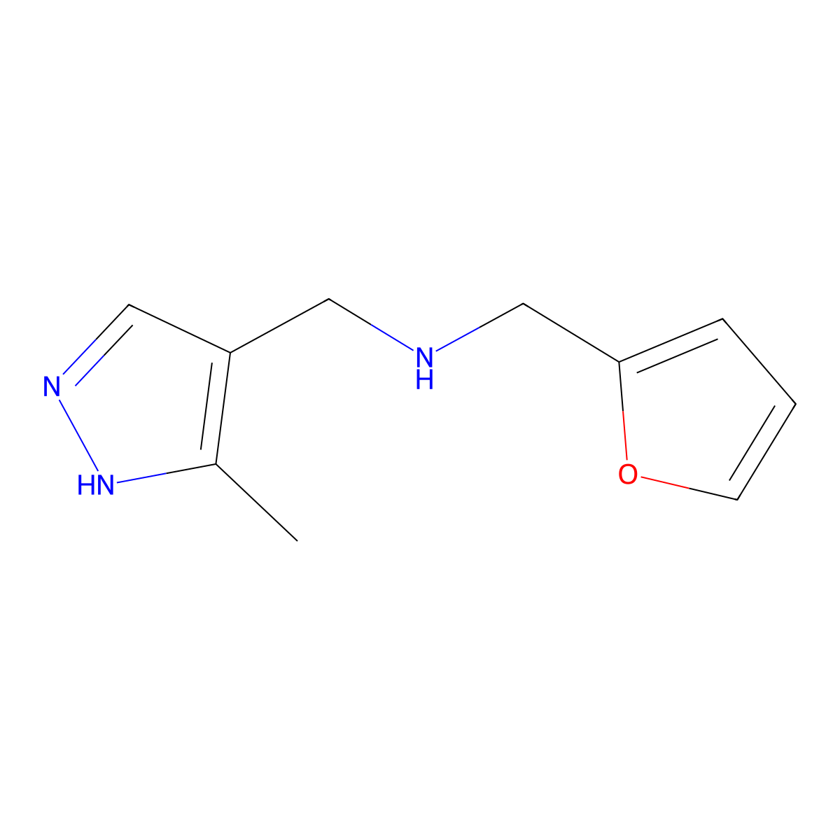 [(furan-2-yl)methyl][(3-methyl-1H-pyrazol-4-yl)methyl]amine molecular structure, CAS 1156718-64-7