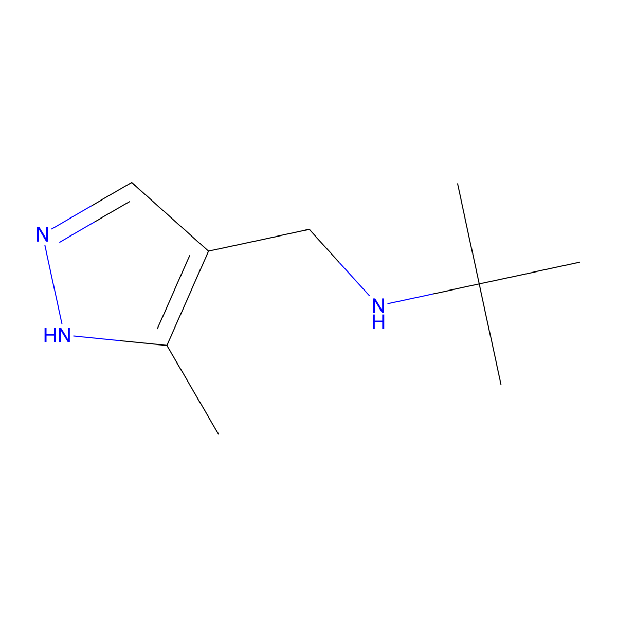 tert-butyl[(3-methyl-1H-pyrazol-4-yl)methyl]amine molecular structure, CAS 1156718-73-8