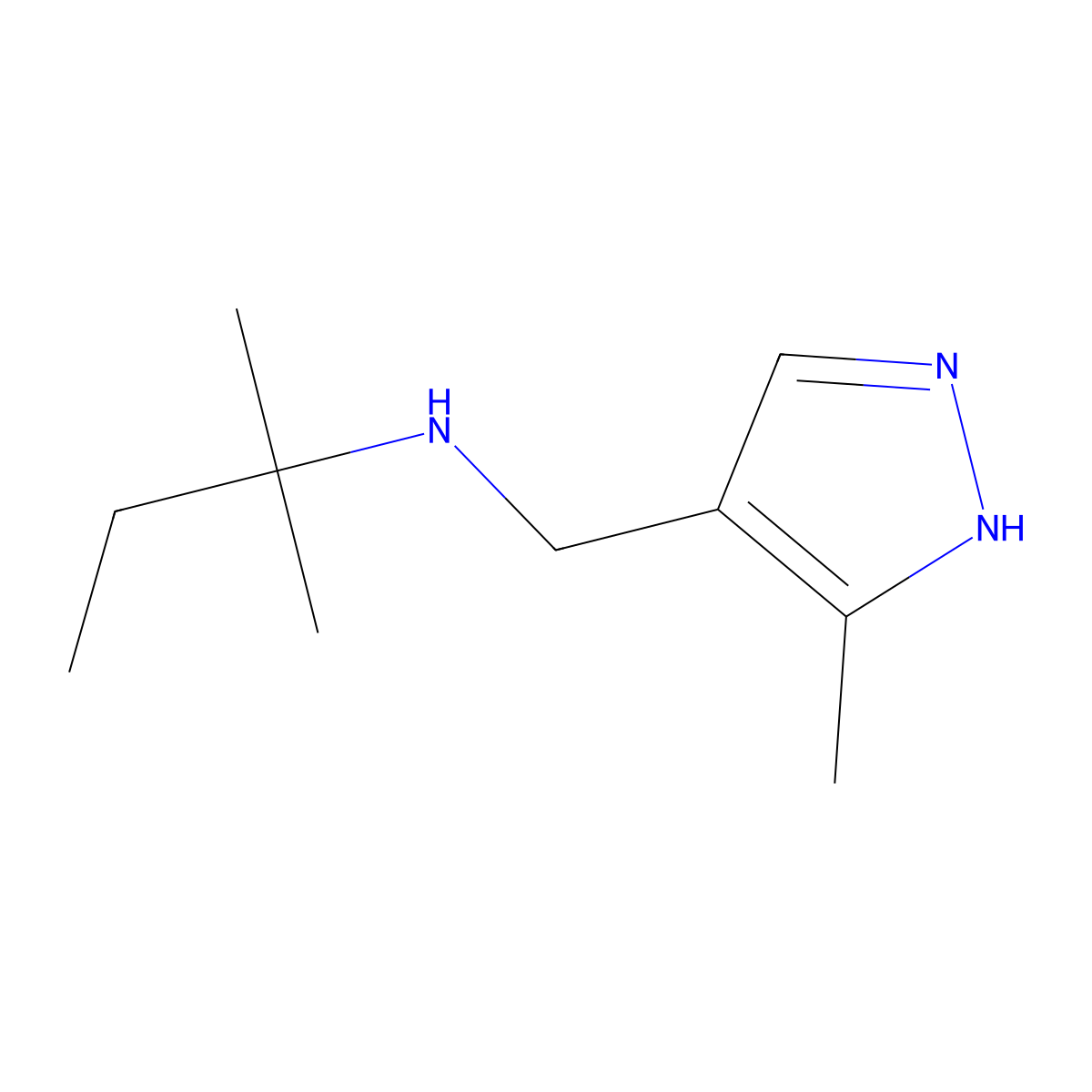 [(3-Methyl-1H-pyrazol-4-yl)methyl](2-methylbutan-2-yl)amine molecular structure, CAS 1156719-33-3