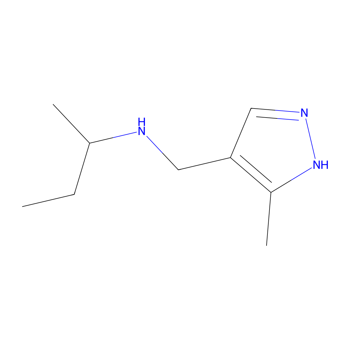 (Butan-2-yl)[(3-methyl-1H-pyrazol-4-yl)methyl]amine molecular structure, CAS 1156719-37-7