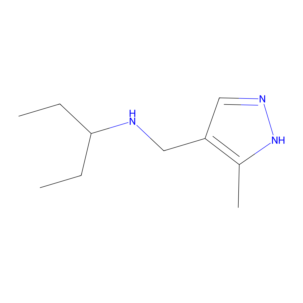 [(3-Methyl-1H-pyrazol-4-yl)methyl](pentan-3-yl)amine molecular structure, CAS 1156719-45-7