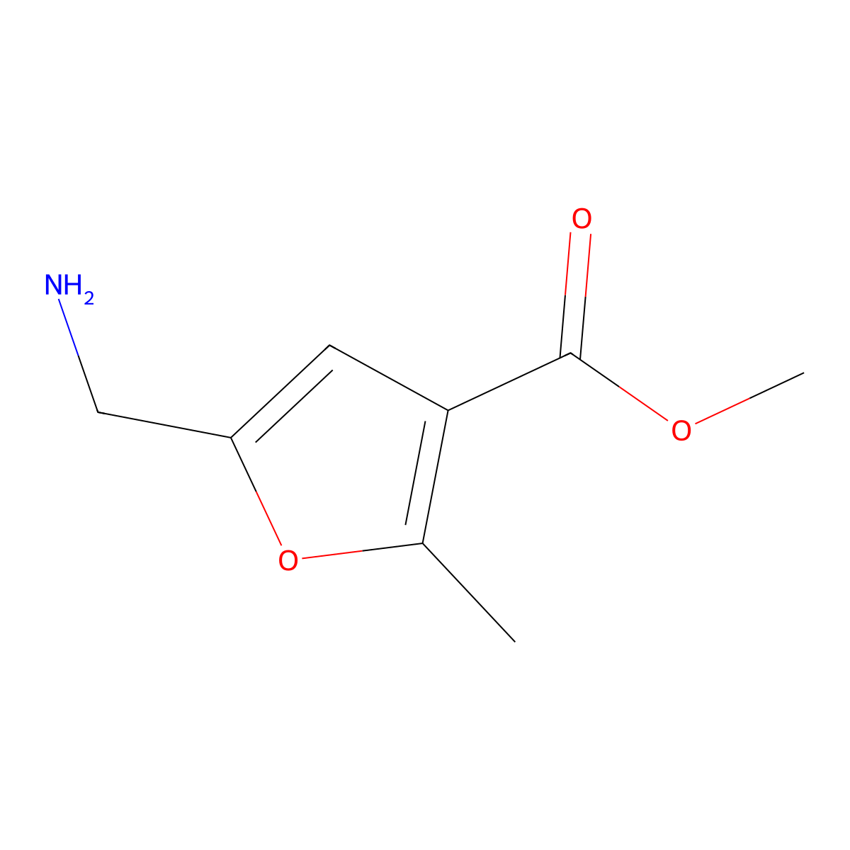 Methyl 5-(aminomethyl)-2-methylfuran-3-carboxylate molecular structure, CAS 1156720-34-1