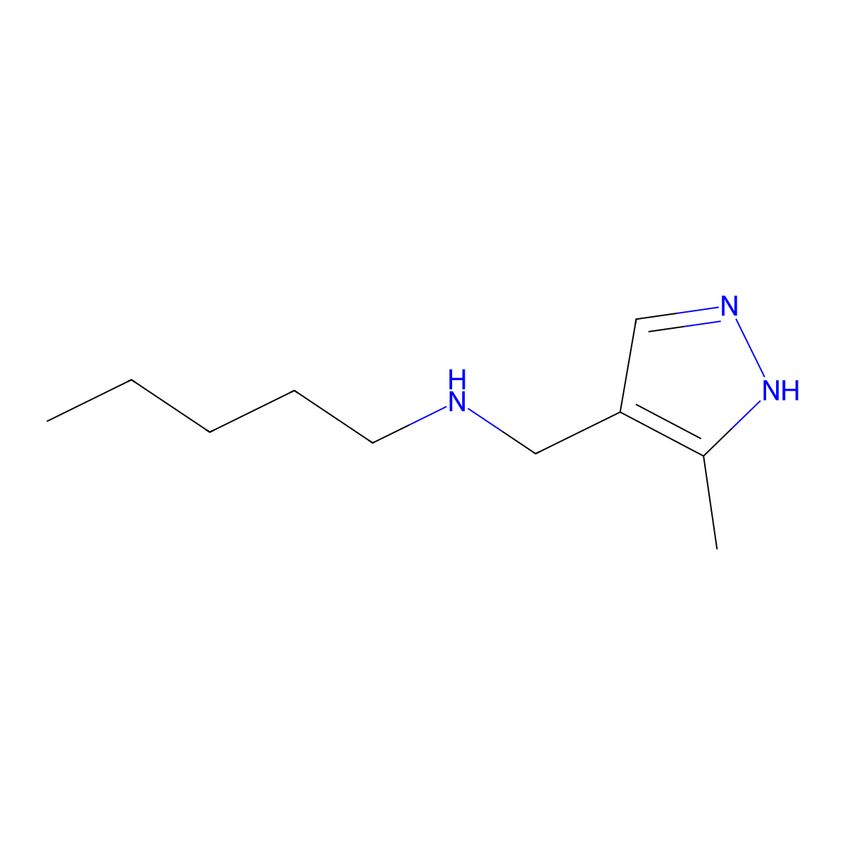 [(3-Methyl-1H-pyrazol-4-yl)methyl](pentyl)amine molecular structure, CAS 1156720-60-3