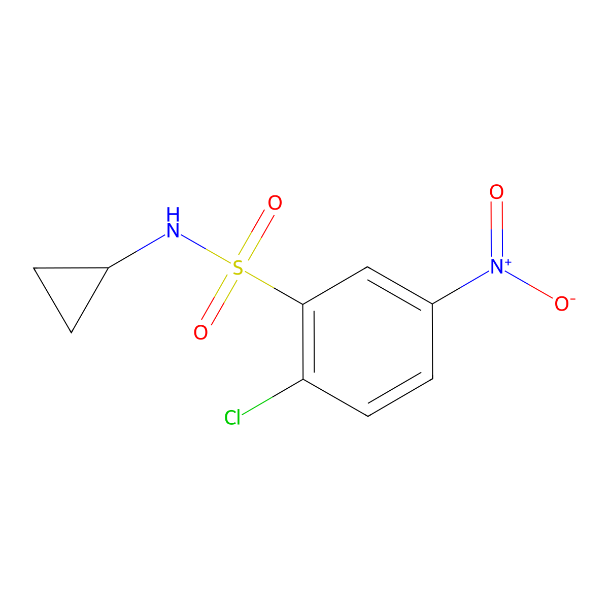 2-chloro-N-cyclopropyl-5-nitrobenzenesulfonamide molecular structure, CAS 1156723-19-1