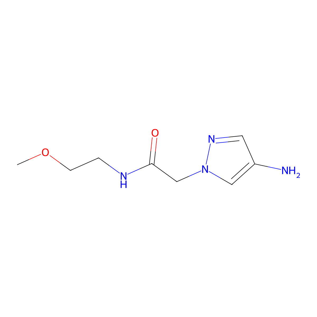 2-(4-amino-1H-pyrazol-1-yl)-N-(2-methoxyethyl)acetamide molecular structure, CAS 1156725-92-6
