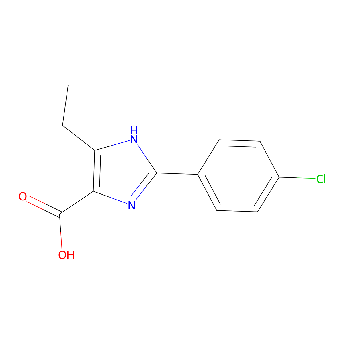 2-(4-chlorophenyl)-5-ethyl-1H-imidazole-4-carboxylic acid molecular structure, CAS 1156729-24-6