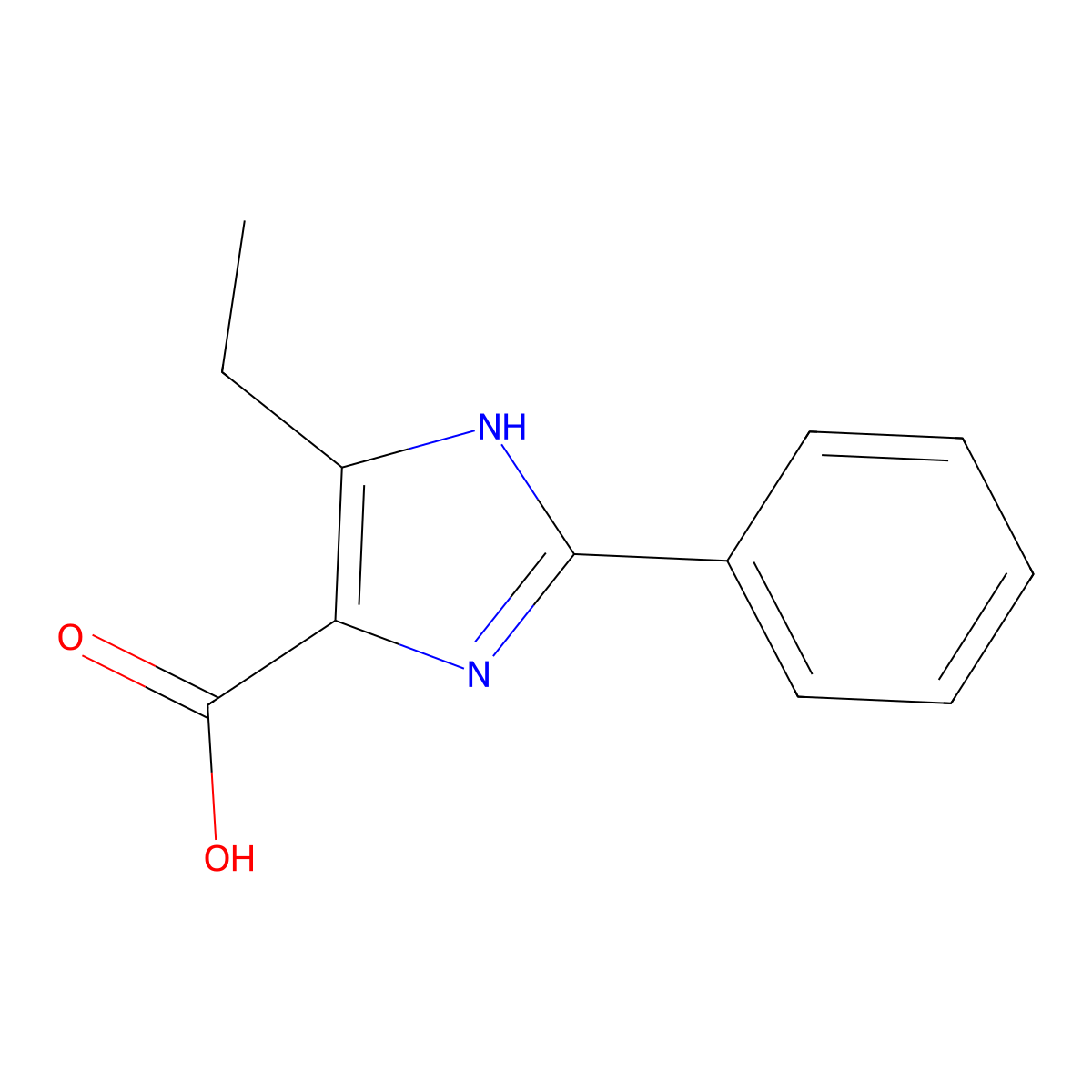 5-ethyl-2-phenyl-1H-imidazole-4-carboxylic acid molecular structure, CAS 1156729-69-9