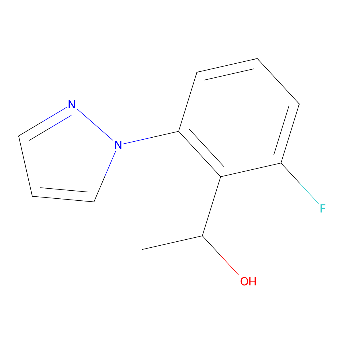 1-[2-fluoro-6-(1H-pyrazol-1-yl)phenyl]ethan-1-ol molecular structure, CAS 1156736-08-1