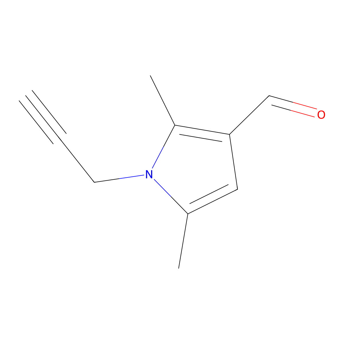 2,5-dimethyl-1-(prop-2-yn-1-yl)-1H-pyrrole-3-carbaldehyde molecular structure, CAS 1156750-40-1