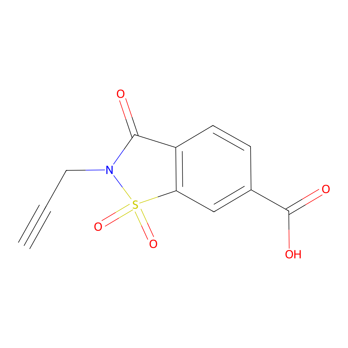 1,1,3-Trioxo-2-(prop-2-yn-1-yl)-2,3-dihydro-1lambda6,2-benzothiazole-6-carboxylic acid molecular structure, CAS 1156750-55-8