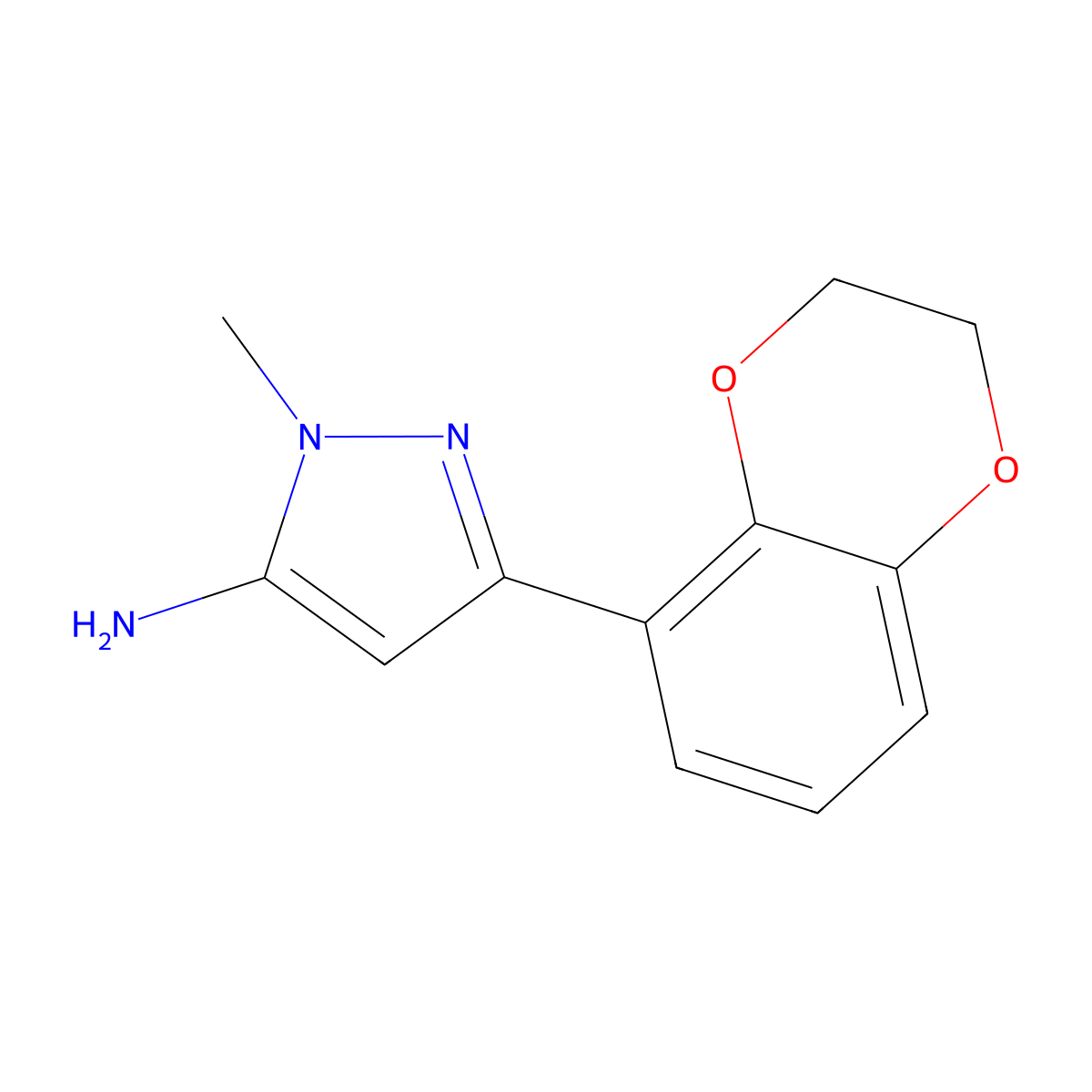 3-(2,3-dihydro-1,4-benzodioxin-5-yl)-1-methyl-1H-pyrazol-5-amine molecular structure, CAS 1156753-30-8