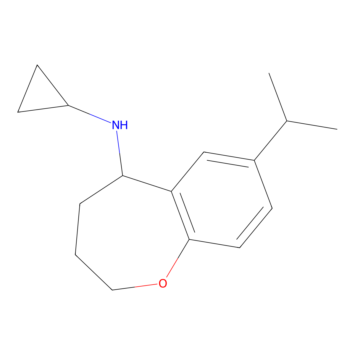N-cyclopropyl-7-(propan-2-yl)-2,3,4,5-tetrahydro-1-benzoxepin-5-amine molecular structure, CAS 1156774-50-3